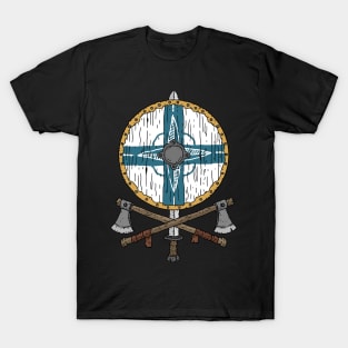 Viking shield. Finland NATO emblem. T-Shirt